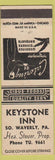 Matchbook Cover - Keystone Inn South Waverly PA Stover