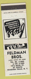 Matchbook Cover - Feldman Brothers Furs Niagara Falls NY