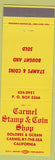 Matchbook Cover - Carmel Stamp Coin Shop Carmel by the Sea CA