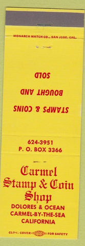 Matchbook Cover - Carmel Stamp Coin Shop Carmel by the Sea CA