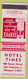 Matchbook Cover - Hotel Times San Francisco CA