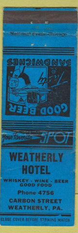 Matchbook Cover - Weatherly Hotle Weatherly PA WEAR