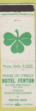 Matchbook Cover - Hotel Fenton MI WEAR