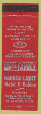Matchbook Cover - Harbor Light Motel Cabins St Ignace MI low phone #