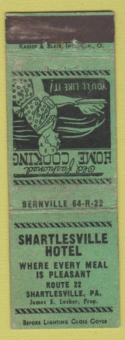 Matchbook Cover - Shartlesville Hotel PA WEAR