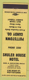 Matchbook Cover - Shuler House Hotel Pottstown PA Candy