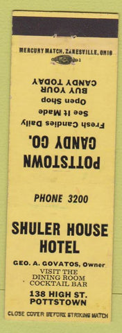Matchbook Cover - Shuler House Hotel Pottstown PA Candy
