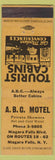 Matchbook Cover - ABC Motel Niagara Falls NY WEAR