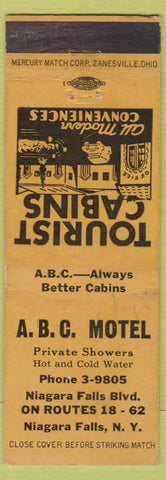 Matchbook Cover - ABC Motel Niagara Falls NY WEAR