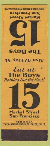 Matchbook Cover - The Boys 15 San Francisco CA restaurant