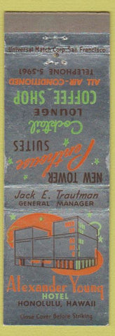 Matchbook Cover - Alexander Young Hotel Honolulu Hawaii