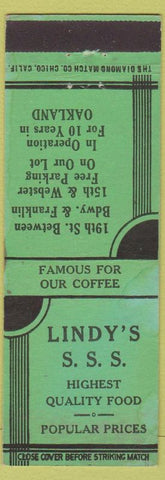Matchbook Cover - Lindy's Oakland CA