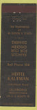 Matchbook Cover - Hotel Kaufman Zelienople PA low phone #