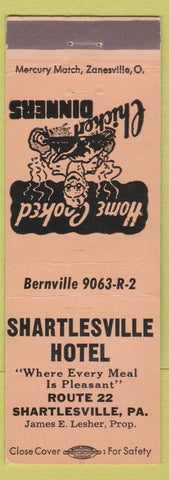 Matchbook Cover - Shartlesville Hotel PA