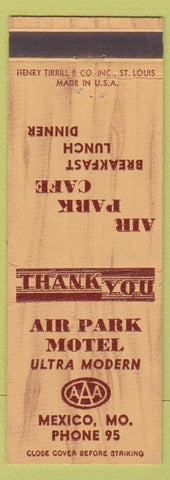 Matchbook Cover - Air Park Motel Mexico MO low phone #