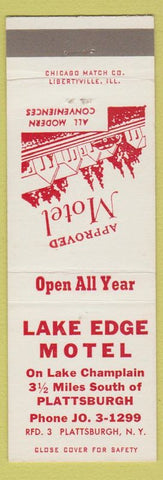 Matchbook Cover - Lake Edge Motel Plattsburgh NY