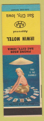 Matchbook Cover - Irwin Motel AAA Sac City IA pinup