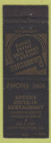 Matchbook Cover - Specks Drive Inn BBQ South Folkston GA