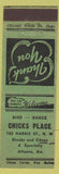 Matchbook Cover - Chicks Place Atlanta GA