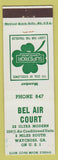 Matchbook Cover - Bel Air Court Waycross GA low phone #