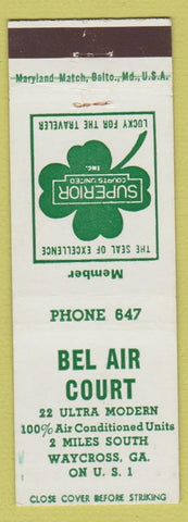 Matchbook Cover - Bel Air Court Waycross GA low phone #