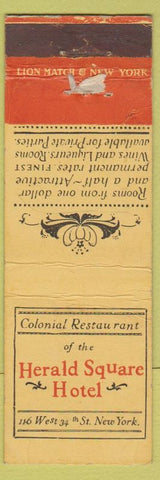 Matchbook Cover - Herald Square Hotel New York City WEAR