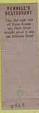 Matchbook Cover - Pennell's Italian Restaurant Saratoga Springs NY low phone