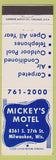 Matchbook Cover - Mickey's Motel Milwaukee WI