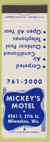 Matchbook Cover - Mickey's Motel Milwaukee WI