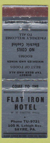 Matchbook Cover - Flat Iron Hotel Sayre PA