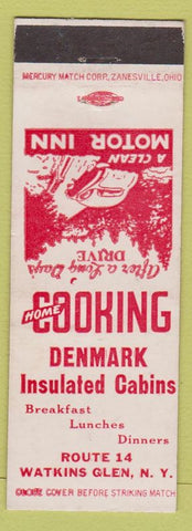 Matchbook Cover - Denmark Insulated Cabins Watkins Glen NY