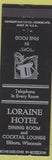 Matchbook Cover - Loraine Hotel Elkhorn WI top hat