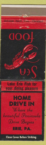 Matchbook Cover - Home Drive In Erie PA lobster WEAR