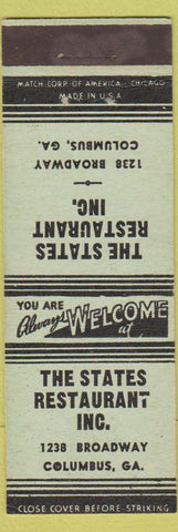 Matchbook Cover - States Restaurant Columbus GA