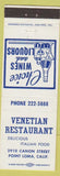 Matchbook Cover - Venetian Restaurant Point Loma CA Italian