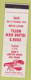 Matchbook Cover - Cook's Lobster House Bailey Island ME lobster