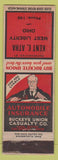 Matchbook Cover - Kent E Atha Buckeye Union Insurance West Liberty OH low phone