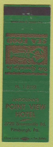 Matchbook Cover - Andolina's Point View Hotel Pittsburgh PA lobster