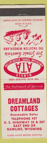 Matchbook Cover - Dreamland Cottages Rawlins WY