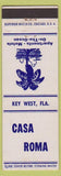 Matchbook Cover - Casa Roma Key West FL