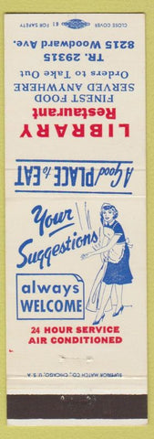 Matchbook Cover - Library Restaurant Detroit? MI girlie
