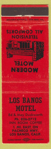 Matchbook Cover - Los Banos Motel Los Banos CA Ed May Duckworth