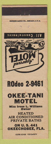 Matchbook Cover - Okee Tani Motel Okeechobee FL Irene Williams white