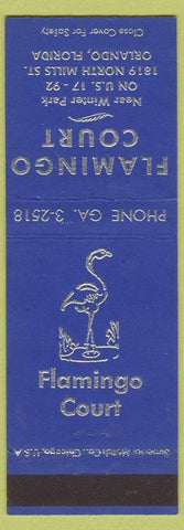 Matchbook Cover - Flamingo Court Orlando FL blue