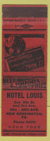 Matchbook Cover - Hotel Louis New Kensington PA