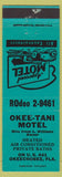 Matchbook Cover - Okee Tani Motel Okeechobee FL Irene Williams teal