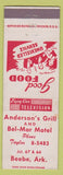 Matchbook Cover - Anderson's Grill Bel Mar Motel Beebe AR