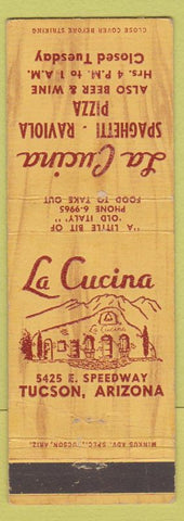 Matchbook Cover - La Cucina Pizza Italian Tucson AZ WORN