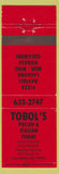 Matchbook Cover - Tobol's Polish Italian Food Long Beach CA Pizza Golumbki