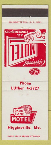 Matchbook Cover - Park Lane Motel Higginsville MO